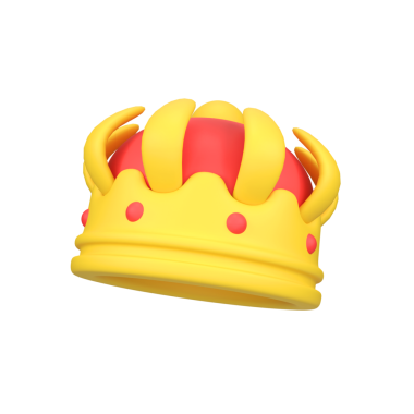 Kraliyet tacı izole edilmiş 3 boyutlu resim çizimi