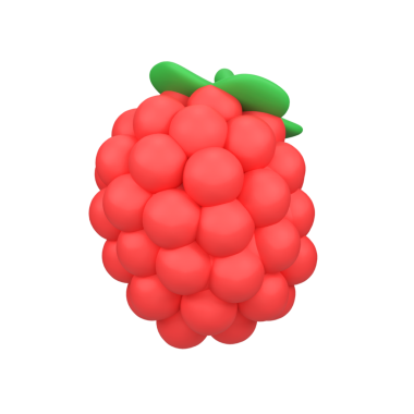 Kırmızı ahududu izole edilmiş 3D resim çizimi