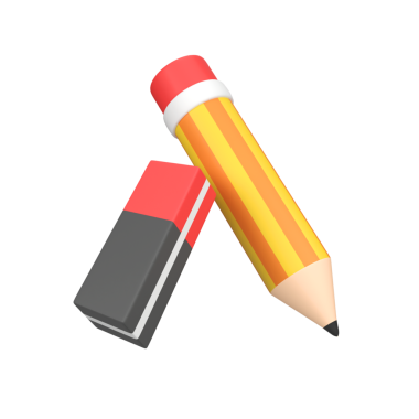 Kalem ve silme eğitimi öğrencisi 3 boyutlu resim resimlerini izole etti