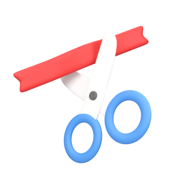 Makas kırmızı kurdeleyi kes izole edilmiş 3d resim resimleme