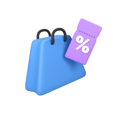 İndirimli Etiketli Alışveriş Torbası izole edilmiş 3d resim çizimi