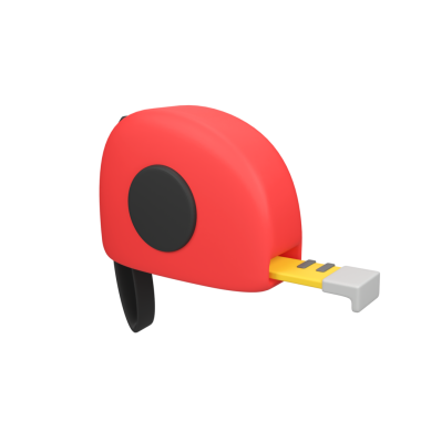 Teyp ölçüm araçları inşaat ekipmanları izole edilmiş 3d resim çizimi