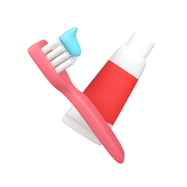 Diş fırçası ve diş macunu. İzole edilmiş 3D resim çizimi