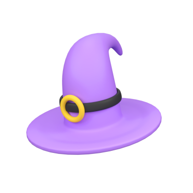 Cadı mor şapkası izole edilmiş 3d görüntü simgesi çizimi