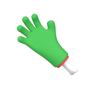 Kemikten izole edilmiş üç boyutlu canlandırma simgesine sahip zombi parmakları