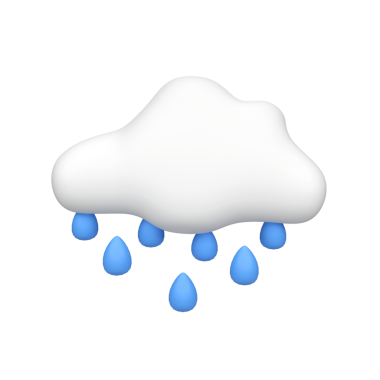 Bulut ve yağmur damlaları izole edilmiş 3D resim çizimi