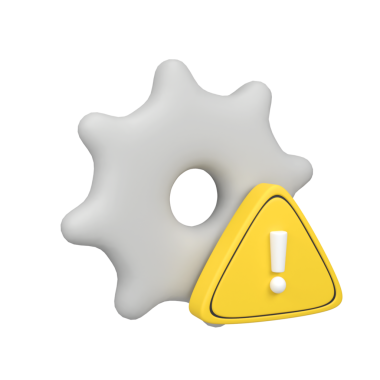 Uyarı İşaretli Vites İzole edilmiş 3d canlandırma simgesi çizimi