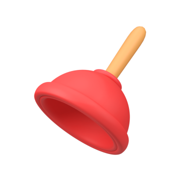 Kırmızı kauçuk tuvalet pompası izole edilmiş üç boyutlu resim çizimi