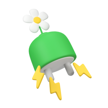 İzole edilmiş 3d görüntüleme simgesine güç veren Yeşil Enerji Fişi