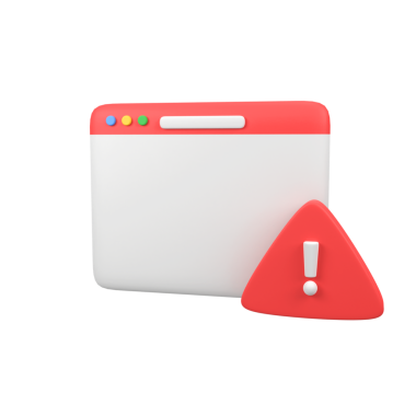 Dikkat ünlem işaretli web sayfası izole edilmiş 3d resim resimleme simgesi