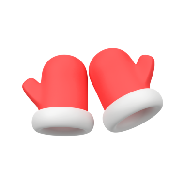 Yılbaşı eldivenleri izole edilmiş 3D resim çizimi