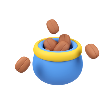 Torbadaki Kahve Fasulyeleri 3 boyutlu resim çizimini izole etti