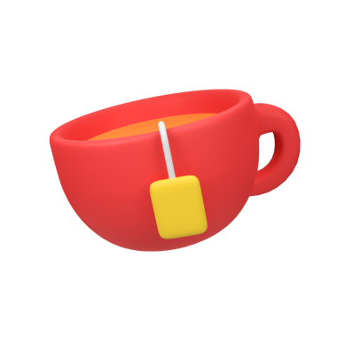 Bir fincan çay izole edilmiş 3D resim çizimi