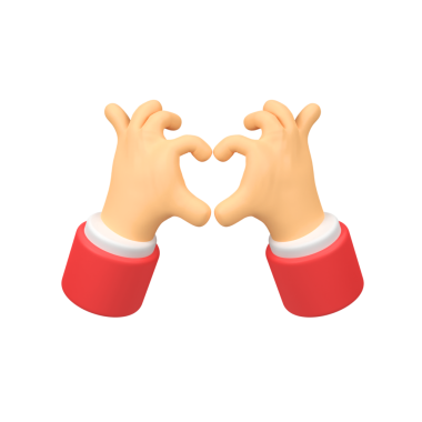 Aşk şeklinde katlanmış parmaklar izole edilmiş üç boyutlu resim çizimi