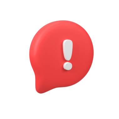 Kırmızı baloncuktaki ünlem işareti izole edilmiş 3d canlandırma simgesi çizimi