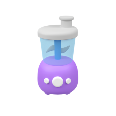 Bıçaklı yiyecek işleme simgesi izole edilmiş üç boyutlu resim çizimi