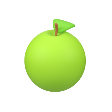 Yeşil elma izole edilmiş 3d resim çizimi