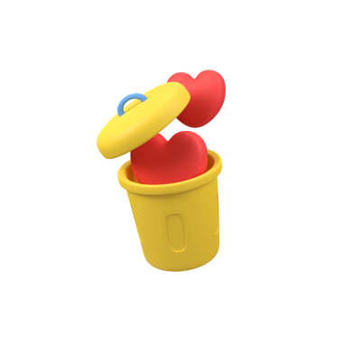 Çöpteki kalp ya da aşk izole edilmiş üç boyutlu resim çizimi