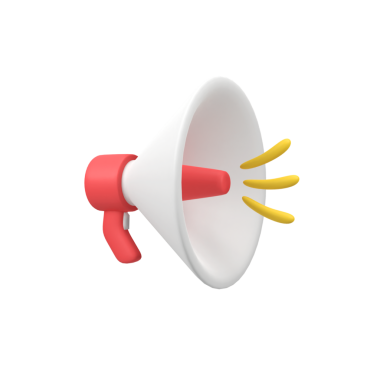 Megafon izole edilmiş 3d canlandırma simgesi çizimi