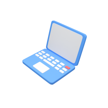 Mavi dizüstü bilgisayar 3d resim resimlemesi izole edildi