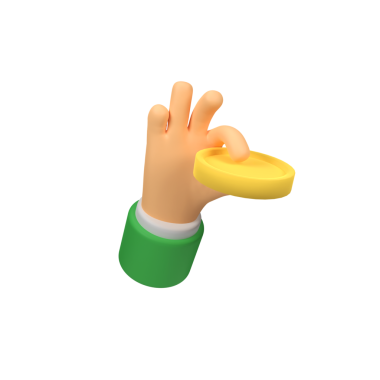 İş adamı finans el tutuşu madeni para izole edilmiş üç boyutlu resim çizimi