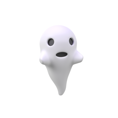 Sevimli hayalet izole edilmiş 3D resim çizimi