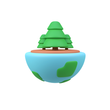 Dünya ve noel ağacı izole edilmiş 3 boyutlu resim çizimi