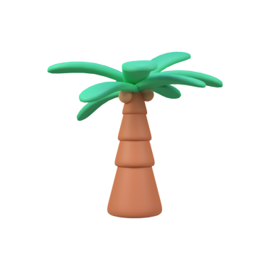 Palmiye ağacı izole edilmiş 3d canlandırma simgesi çizimi