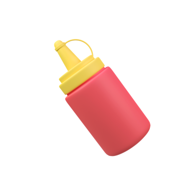 Sos şişesi izole edilmiş 3 boyutlu resim çizimi