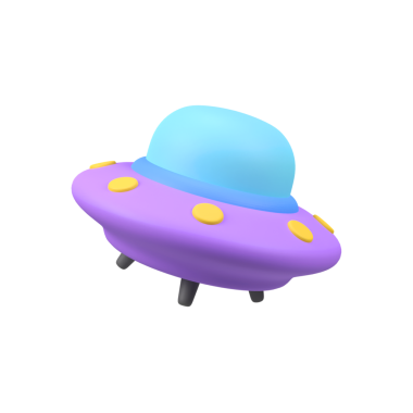 UFO izole edilmiş 3d canlandırma simgesi çizimi