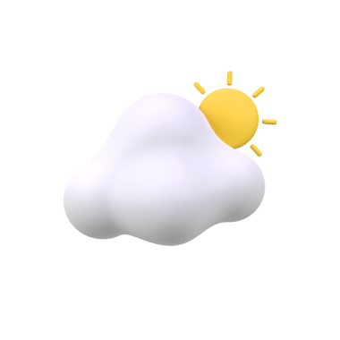 Hava bulutu ve güneş izole edilmiş 3D canlandırma simgesi