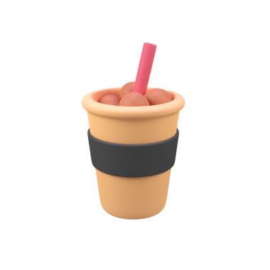 boba içeceği izole edilmiş 3d canlandırma simgesi illüstrasyonu