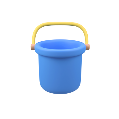 Kova izole edilmiş 3d canlandırma simgesi illüstrasyonu