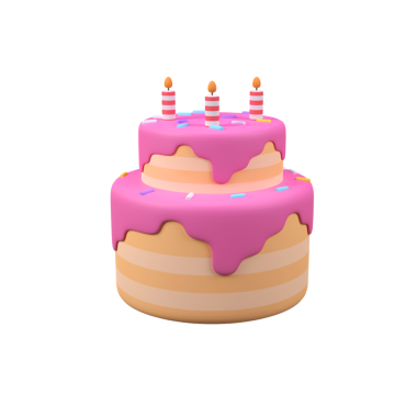 Doğum günü pastası izole edilmiş 3d resim çizimi