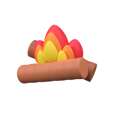 Şenlik ateşi izole edilmiş 3d canlandırma simgesi çizimi