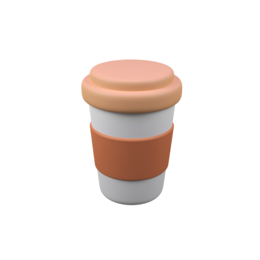 Kahve molası içecekleri izole edilmiş üç boyutlu resim çizimi