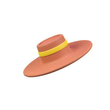 Şapka kovboyu 3 boyutlu resim çizimini izole etti