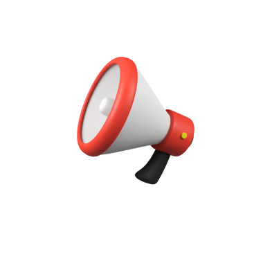 Megafon izole edilmiş 3d canlandırma simgesi çizimi