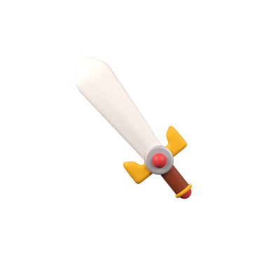 Kılıç izole edilmiş 3d canlandırma simgesi çizimi