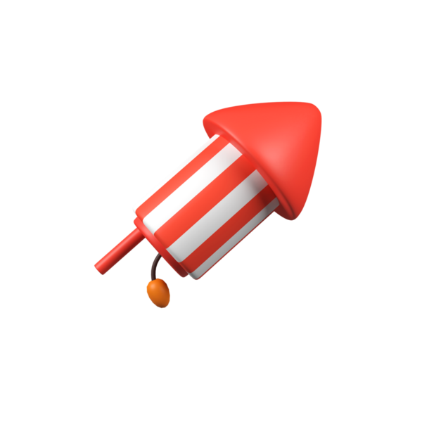 Havai fişek izole edilmiş 3d canlandırma simgesi çizimi