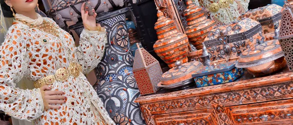 Caftan Marroquino Traje Tradicional Feminino Marroquino Considerada Uma Das Roupas — Fotografia de Stock