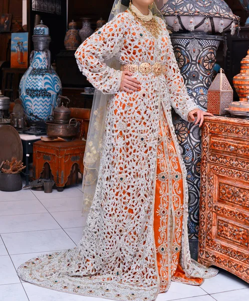 Caftan Marroquino Traje Tradicional Feminino Marroquino Considerada Uma Das Roupas — Fotografia de Stock