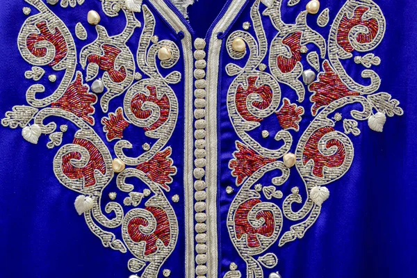 Uma Parte Próxima Vestido Tradicional Marroquino Chamado Caftan — Fotografia de Stock