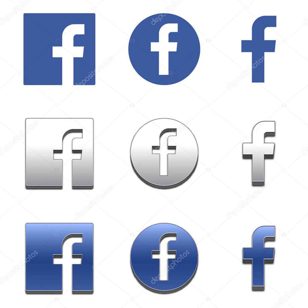 Letter f icon. Social media icon. facebook icon.