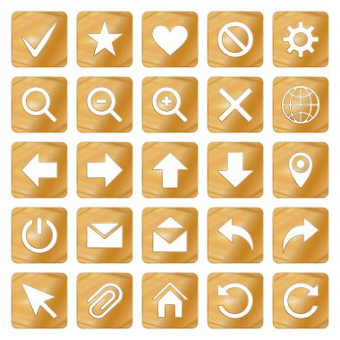 Altın renkli Metal Krom web Icons set.