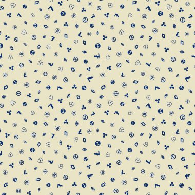 Cryptocurrency Dikişsiz desen arka plan.