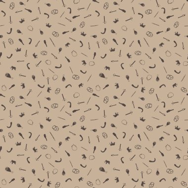 Taş devri öğeleri Dikişsiz desen vektör çizim