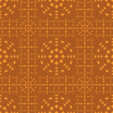 Turuncu soyut geometrik seamless modeli koyu turuncu zemin üzerine