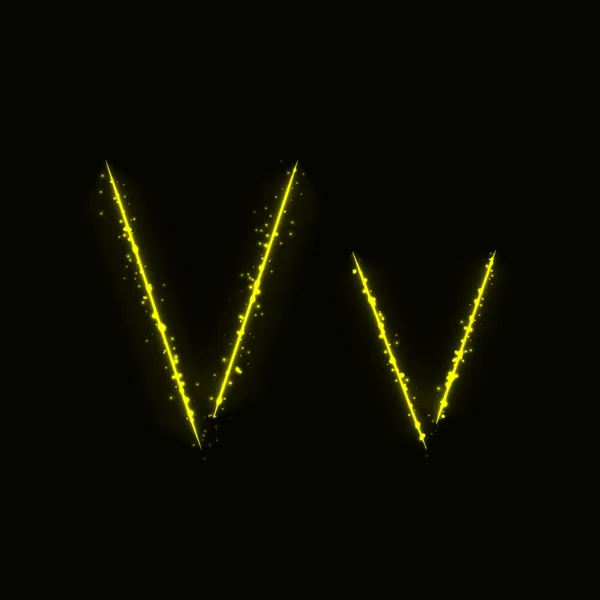 Alfabeto Amarillo Letras Luces Sobre Fondo Oscuro — Vector de stock