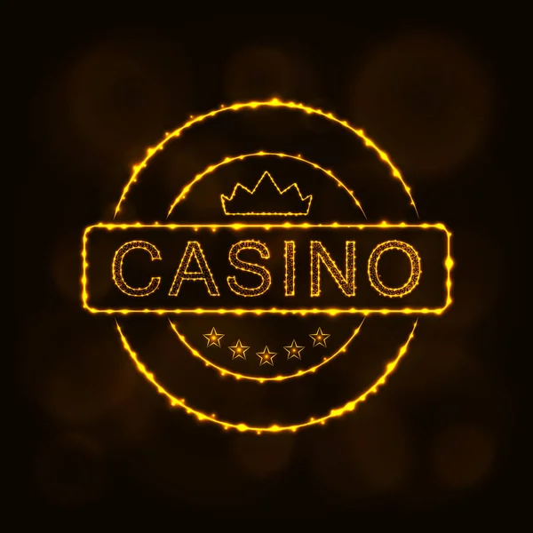 Ikona Casino Projekt Sylwetka Kasyno Godło Symbol Światła Ciemnym Tle — Wektor stockowy